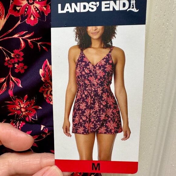 New Lands' End One Piece Swimsuit Size M Feminine Tulip Wrap Swim Dress Tropical - Picture 14 of 16